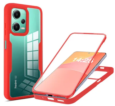 Produktbild von 360 Grad Rundum Schutz Handyhülle für Xiaomi Redmi Note 12 Full Cover Vollschutz Case Farbe: Rot