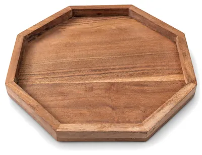 Obrázok produktu pre com-four® Servírovací podnos z mangového dreva – osemhranná drevená doska, 25 x 25 cm
