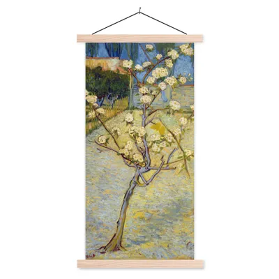 Produktbild von MuchoWow® Textilposter Blühender Birnbaum - Vincent van Gogh 40x80 cm mit holzfarbenen Rahmen - Wohnzimmer