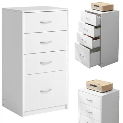 Zdjęcie produktu dla Regał nowoczesny biały z szufladami loft komoda szafka biurowy pojemny 85cm