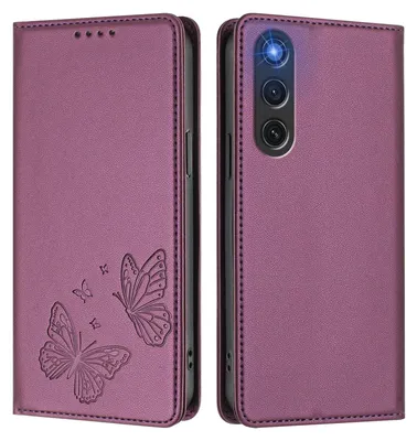 Obrázek produktu pro Kožené pouzdro pro ZTE nubia RedMagic 10 Air, motýlí ražbou, peněženkové flip pouzdro se stojánkem Fialová