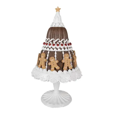 Produktbild von Clayre & Eef Weihnachtsdekorationsfigur Kuchen Ø 29x52 cm Braun Weiß Kunststoff
