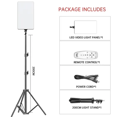 Imagen del producto de Lámpara de video LED, con brillo ajustable, amplio rango de temperatura de color, y un nuevo trípode de 200 cm