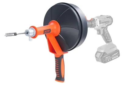 Produktbild von VEVOR Abfluss-Schnecke 762 cm, Rohrreinigungsschlange mit Bohraufsatz, Rohrreinigungsschlange zur Beseitigung von Verstopfungen für Küche, Bad, Dusche, Waschbecken mit Schutzschlauch und Handschuhen, Manuelle Fütterung