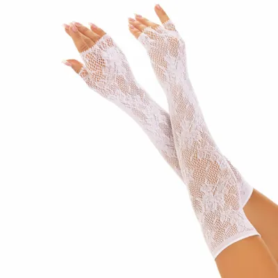 Productafbeelding van Leg Avenue - Witte Bloemennet Vingerloze Handschoenen