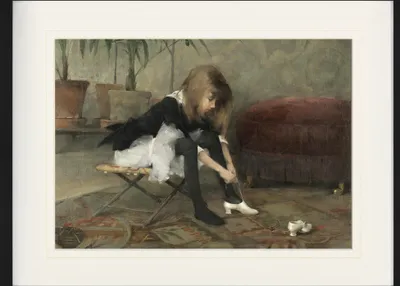 Obrázek produktu pro Helene Schjerfbeck Zarámovaný obraz s elegantním paspartováním | Obrazy na zeď | V rámu - Taneční střevíčky, 1882 (60 x 80 cm)