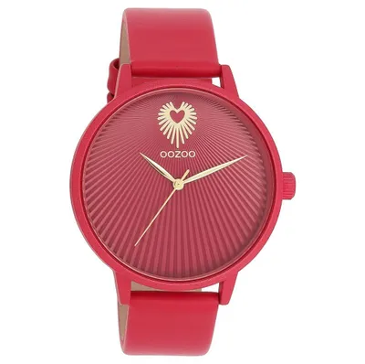 Produktbild von Oozoo Damen Lederarmband Uhr Timepieces pink Analog Quarzuhr UOC11247