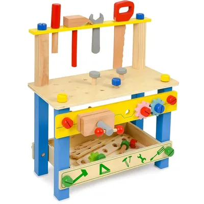 Produktbild von SEVICO Holzwerkstatt Kinder Werkbank DIY Holz Kinder mit Werkzeugen & Aufbewahrung F162