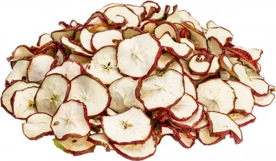 Produktbild von Apfelscheiben in Rot, getrocknet, im Beutel mit 500g | Getrocknete Früchtescheiben