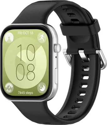 Produktbild von Strap-it Silikonarmband mit Schnalle – Passend für Huawei Watch Fit 3 / Watch Fit 4 / Watch Fit 4 Pro / Watch Fit 4 / Watch Fit 4 Pro (Schwarz)
