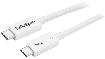 Produktbild von StarTech.com 50cm Passives Thunderbolt 3 Kabel, 40Gbps, 100W PD, 4K/5K Video, Thunderbolt Kabel, Kompatibel mit USB4/DP Alt Mode, Thunderbolt 4, USB 3.2/Typ-C, Männlich, Männlich, 0,5 m, 40 Gbit/s, Weiß, 3840 x 2160 Pixel