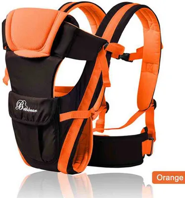 Produktbild von Bauchtragen Ergonomische Babytrage 0-30 Monate Atmungsaktive Vorderseite 4 in 1 Kleinkind Bequemer Sling Rucksack Beutel Wrap Baby Kangaroo Neu,Orange