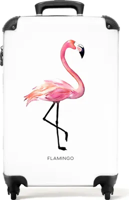 Obrázek produktu pro NoBoringSuitcases.com® Kufry Příruční kufr na kolečkách Malý cestovní kufr na 4 kolečkách - Flamingo - Bird - Watercolour - Girl - Pink - Cabin Size < 55x40x23 cm & 55x40x20 cm - Foto kufr - Příruční kufr - Palubní zavazadlo Příruční kufr 55x35x20 cm, 36L,