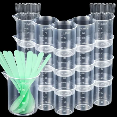 Immagine prodotto di Set di cilindri graduati da 20 x 100 ml, resina epossidica, con agitatori e pipette