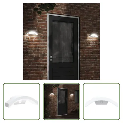 Productafbeelding van De Living Store LED buitenwandlamp met sensor, wit, gemaakt van aluminium