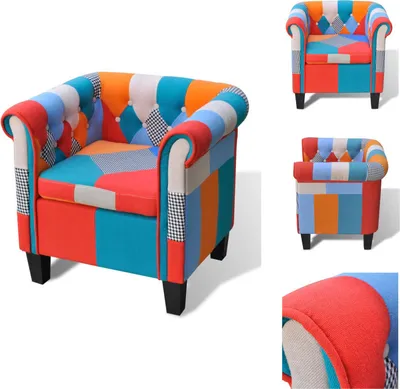 Image de vidaXL Fauteuil design patchwork tissu - fauteuil