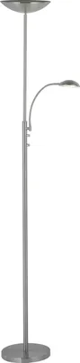 Produktbild von BRILLIANT LED Deckenfluter ROSANNA mit warmweißem Licht | Stehleuchte mit einstellbarem Lesearm und Drehdimmer in silber| Metall | 1,8m Höhe | 26W | 2500 Lumen | 3000 Kelvin