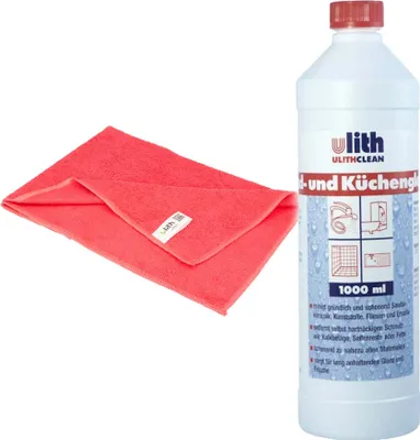 Produktbild von tecuro Bad- und Küchenglanz, 1000 ml Flasche, Universalreiniger für alle Flächen inkl. Mikrofasertuch