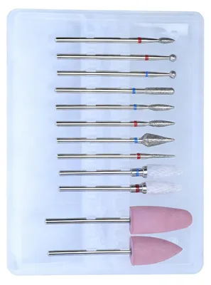 Image de Embouts pour fraiseuses à ongles (12 pièces) en diamant et en céramique, avec boîte de rangement, pour ongles en gel et en acrylique