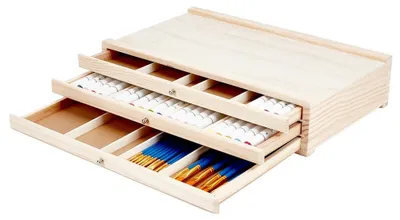 Holz-Aufbewahrungsbox mit 3 Schubladen, 24x40x8,55 cm