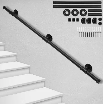 Produktbild von Famanu Treppengeländer Pulverbeschichtet Durchmesser 32 mm Innen- und Außenbereich Schwarz 150 cm
