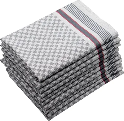 Produktbild von 10er Set Geschirrtücher, 50x100 cm, 100% Baumwolle, grau kariert, Gastronomiequalität