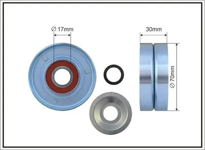 Produktbild von CAFFARO 500362 Spannrolle Keilrippenriemen 70mm für HONDA CR-V IV (RM) CIVIC IX (FK) CIVIC IX Tourer (FK)