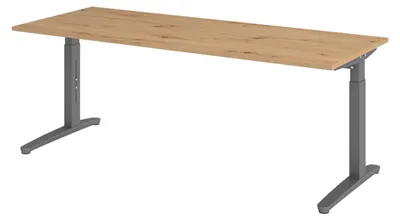 Produktbild von bümö Schreibtisch Serie-XB - Nachbildung: Asteiche, Gestell: Graphit, Größe:  200 x 80 cm