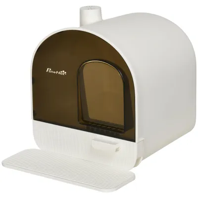 Produktbild von PawHut Katzentoilette Katzenklo mit Haube und Deckel Katzenstreu Matte Weiß
