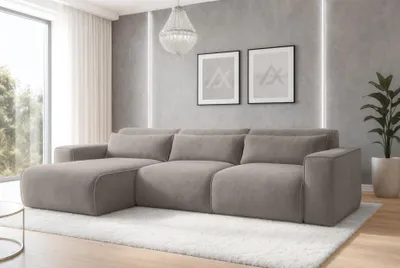 Image de AX LIVING Canapé d'angle convertible Ruyam Marron clair Canapé 310 cm G