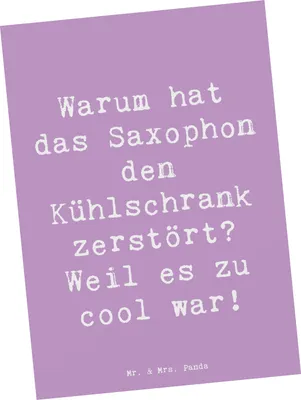 Produktbild von Mr. & Mrs. Panda Postkarte Spruch Saxophon Kühlschrank - Lavendeltraum - Geschenk, Cool, Instrument, Grußkarte, Postkarten, Ansichtskarten, Musiker, Humor, Musik, Blues