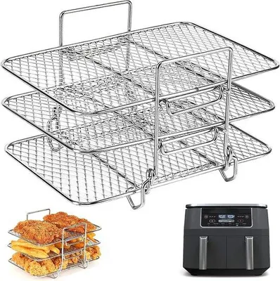 Obrázok produktu pre RVS rošt na grilovanie pre fritézu Airfryer s dvojitým košom.