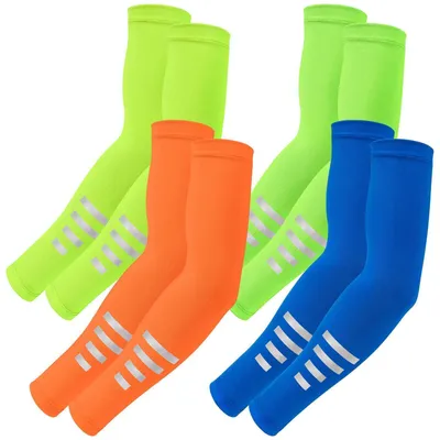 Produktbild von Armstulpen UV-Schutz UPF 50+ Kühlung 4 Paar Blau Grün Gelb Orange