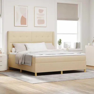 Produktbild von Maison Exclusive - Boxspringbett mit LED-Lichtleisten Creme 180 x 200 cm Stoff
