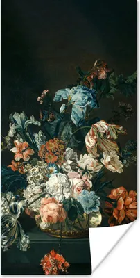 Produktbild von MuchoWow® Poster Stilleben mit Blumen - Alte Meister - Kunst 40x80 cm - Dekoration
