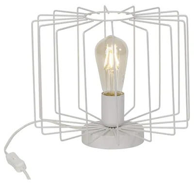 Productafbeelding van Briljante tafellamp Onelia, wit, Ø30cm, max. 60W, fitting E27, exclusief lamp, met schakelaar