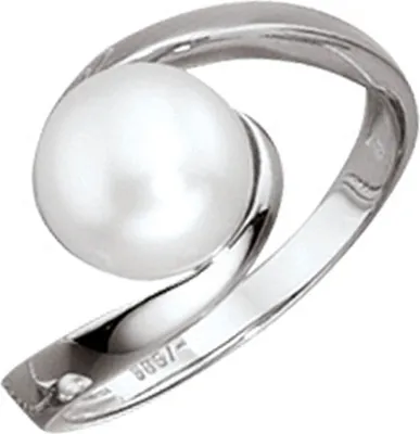 Produktbild von JOBO Damen Ring 333 Gold Weißgold 1 Süßwasser Perle Goldring Größe 56