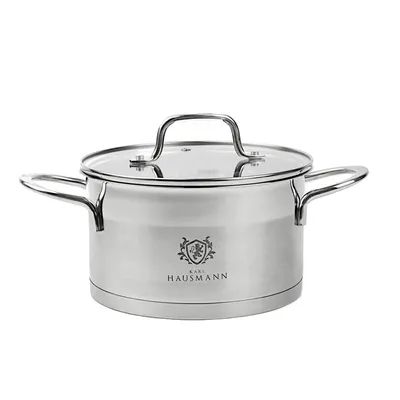 Produktbild von Kochtopf aus Edelstahl 18/10 mit Glasdeckel – 2,6L, Ø 18 cm, Induktionsgeeignet