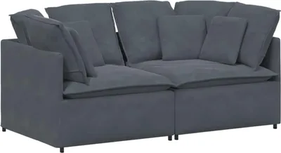 Immagine prodotto di Divano Modulare con Cuscini in Velluto Grigio Scuro