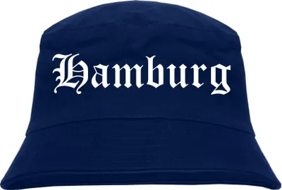 Produktbild von Hamburg Fischerhut - Dunkelblau - Altdeutsch - bedruckt - Bucket Hat Anglerhut Hut S/M Dunkelblau