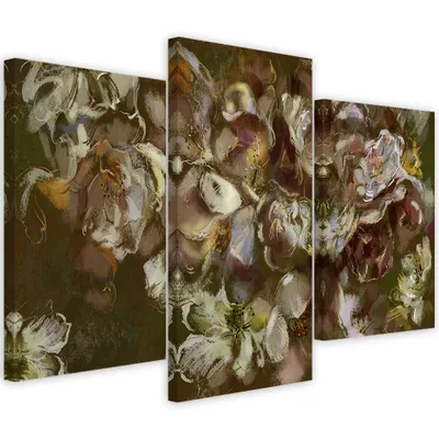 Produktbild von Triptychon auf leinwand irisblüte 120x80 cm Feeby braun wandbild bereit zum aufhängen