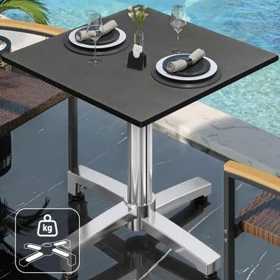 Produktbild von CPBC | HPL Bistro Tisch | B:T:H 60 x 60 x 78 cm | Anthrazit / Aluminium | Zusatzgewicht | Quadratisch | Bistrotisch Gastro Tisch