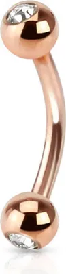 Produktbild von viva-adorno 1,2 x 6 x 3mm Piercing Banane mit Kristall Kugeln Edelstahl rosegold in verschiedenen Größen Z419