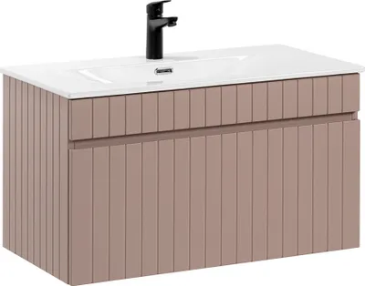 Produktbild von Waschtisch 80 cm Keramik Waschbecken IRAKLIO-56-ROSE rosa, B/H/T ca. 81/47,5/46 cm
