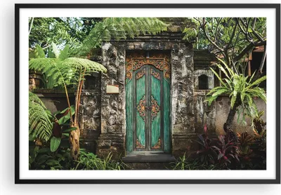 Produktbild von Gerahmtes Poster - Schwarzer Rahmen - Tor Tür Grün - 91,5x61 cm - Wand Bild - Wanddeko - Wandbilder - Kunstposter - Wandposter - Bilderrahmen - Bilder - Kunstdruck - Wanddekoration - P2BAA91x61-5078