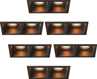 Produktbild von Ledvion - 6x Einbaustrahler led schwarzer Doppelquadrat