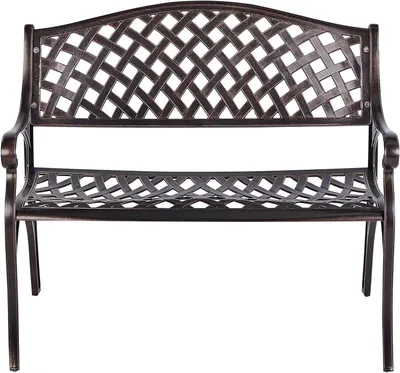 Immagine prodotto di Panca da giardino - Panca da esterno - Panca da balcone - Panca nera - Divano a due posti - Design vintage - Alluminio con rivestimento a polvere