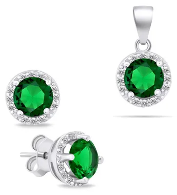 Produktbild von Sparkling silver jewelry set with zircons SET230WG (earrings, pendant)