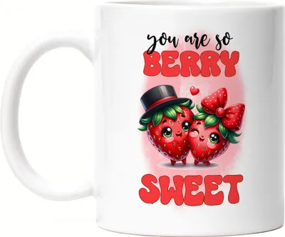 Produktbild von You Are So Berry Sweet Erdbeeren Paar Liebe Spruch Tasse Weiß