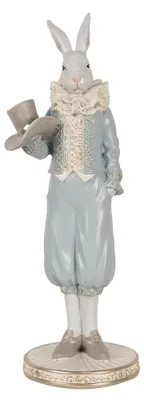 Image de Clayre & Eef Figurine de décoration Lapin 31 cm Blanc Bleu Plastique